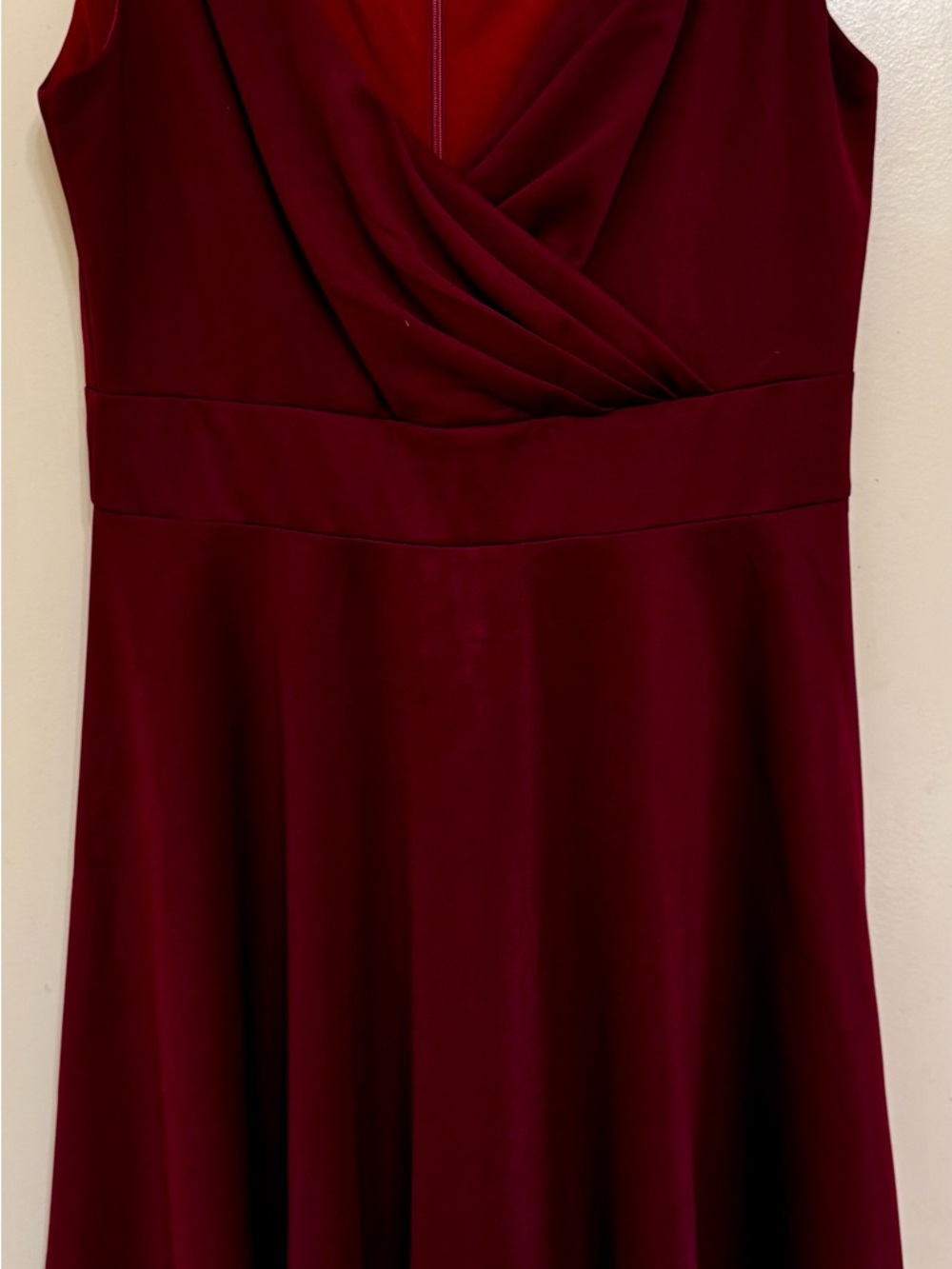 Grace Karin Deep Burgundy V-Neck Midi Dress